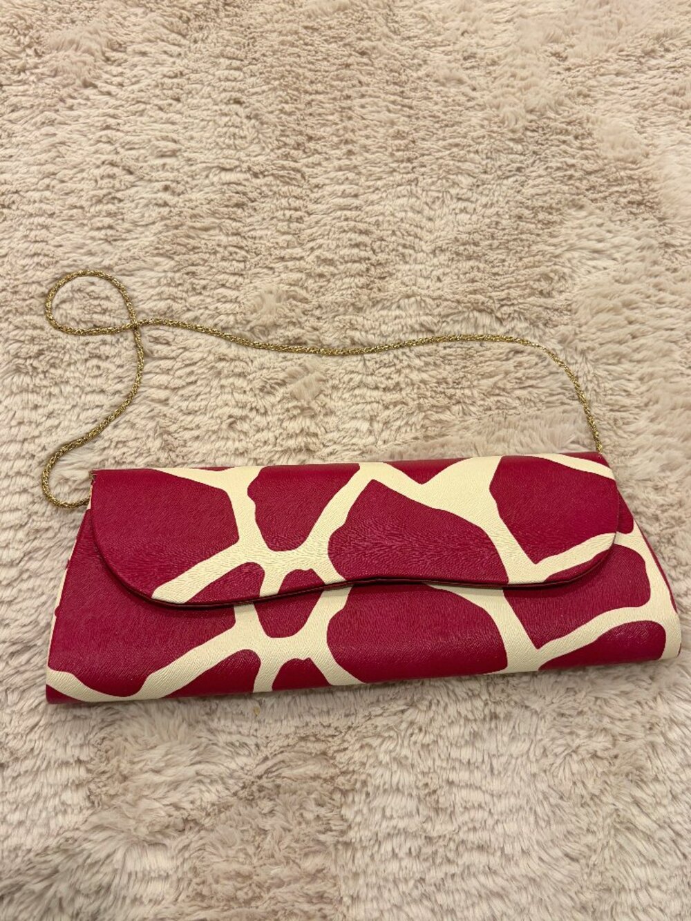 Vintage Retro‎ Red Giraffe Print Envelope Clutch Chain Strap